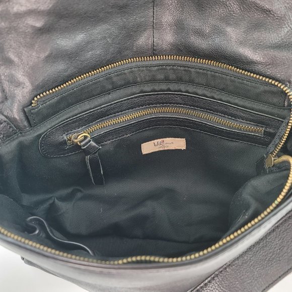 Wilsons Vintage Black Leather Weaved Studded Snap Crossbody Adjustable Purse - Picture 7 of 9